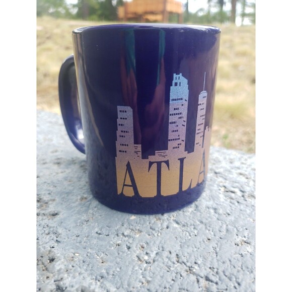 Atlanta Georgia USA Coffee Tea Mug Cup Cityscape Blue Gold with Handle Skyline - Picture 5 of 16